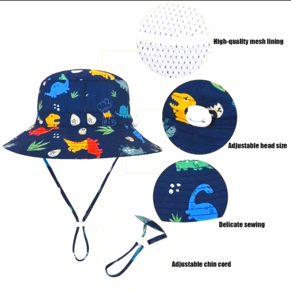 NWT UV GUARD SUN HAT FOR LITTLE ONES. DINOSAUR 🦕 PRINT. QUICK DRY 1t-4t